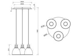 Trio Leuchten Pendelleuchte HENLEY 3 Flammig Schwarz Matt Mit Holz Ø 40cm Industrial Style -Bestes Beleuchtungs Geschäft pendelleuchte henley 3 flammig schwarz matt mit ho 4