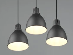 Trio Leuchten Pendelleuchte HENLEY 3 Flammig Schwarz Matt Mit Holz Ø 40cm Industrial Style -Bestes Beleuchtungs Geschäft pendelleuchte henley 3 flammig schwarz matt mit ho 5