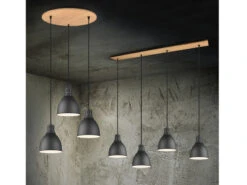 Trio Leuchten Pendelleuchte HENLEY 3 Flammig Schwarz Matt Mit Holz Ø 40cm Industrial Style -Bestes Beleuchtungs Geschäft pendelleuchte henley 3 flammig schwarz matt mit ho 7