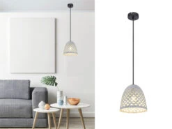 Globo Pendelleuchte HOLLIE Mit Lampenschirm Ø 20cm, Metall Silber