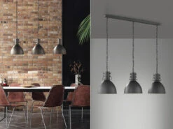 MeineWunschleuchte Pendelleuchte Industrial Style 3 Flammig In Schwarz Mit LED Dimmbar