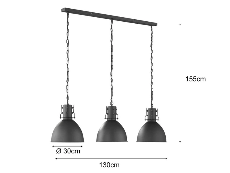 MeineWunschleuchte Pendelleuchte Industrial Style 3 Flammig In Schwarz Mit LED Dimmbar 6 MeineWunschleuchte Pendelleuchte Industrial Style 3 Flammig In Schwarz Mit LED Dimmbar – Bild 4