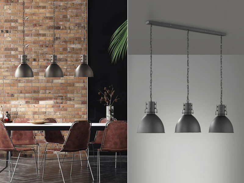 MeineWunschleuchte Pendelleuchte Industrial Style 3 Flammig In Schwarz Mit LED Dimmbar 3 MeineWunschleuchte Pendelleuchte Industrial Style 3 Flammig In Schwarz Mit LED Dimmbar