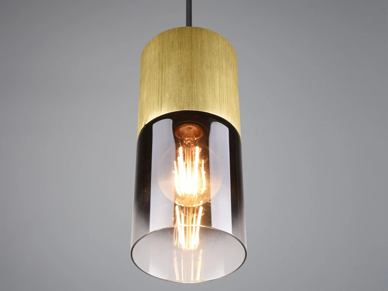 Trio Leuchten Pendelleuchte ROBIN 1 Flammig Messing Matt Mit Rauchglas Schirm Ø 10cm 9 Trio Leuchten Pendelleuchte ROBIN 1 Flammig Messing Matt Mit Rauchglas Schirm Ø 10cm – Bild 7