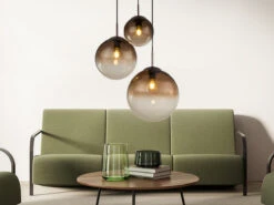 Globo Pendelleuchte VARUS 3-flammig Mit Glaskugeln Aus Amberglas