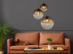Globo Pendelleuchte VARUS 3-flammig Mit Glaskugeln Aus Amberglas -Bestes Beleuchtungs Geschäft pendelleuchte varus 3 flammig mit glaskugeln aus a 4