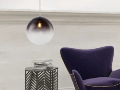 Globo Pendelleuchte VARUS Mit Glaskugel Aus Rauchglas, Ø 30cm