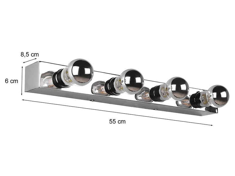 Trio Leuchten Retro LED Badezimmer Wandleuchte In Chrom 55cm - Spiegelleuchte 6 Trio Leuchten Retro LED Badezimmer Wandleuchte In Chrom 55cm - Spiegelleuchte – Bild 4