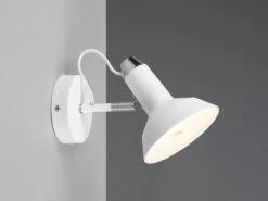 MeineWunschleuchte Retro LED Wandstrahler 1-flammig Aus Metall In Weiß Matt -Bestes Beleuchtungs Geschäft retro led wandstrahler 1 flammig aus metall in wei 2