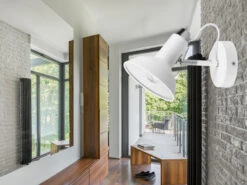 MeineWunschleuchte Retro LED Wandstrahler 1-flammig Aus Metall In Weiß Matt