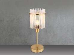 Globo Retro Tischleuchte GORLEY Mit Transparenten Echtglas Stäben, Höhe 37,5cm -Bestes Beleuchtungs Geschäft retro tischleuchte gorley mit transparenten echtgl 2