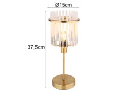 Globo Retro Tischleuchte GORLEY Mit Transparenten Echtglas Stäben, Höhe 37,5cm -Bestes Beleuchtungs Geschäft retro tischleuchte gorley mit transparenten echtgl 3