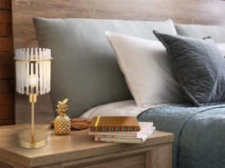 Globo Retro Tischleuchte GORLEY Mit Transparenten Echtglas Stäben, Höhe 37,5cm -Bestes Beleuchtungs Geschäft retro tischleuchte gorley mit transparenten echtgl 4