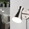 Reality Leuchten Retro Wandstrahler ENZO Mit Stecker Und Schalter Aus Metall Silber, Höhe 16cm