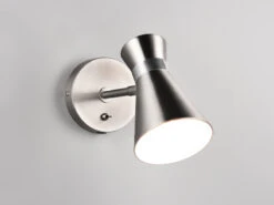 Reality Leuchten Retro Wandstrahler ENZO Mit Stecker Und Schalter Aus Metall Silber, Höhe 16cm -Bestes Beleuchtungs Geschäft retro wandstrahler enzo mit stecker und schalter a 2