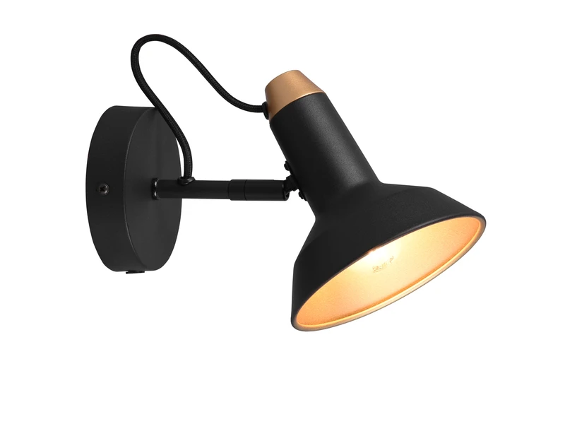 Trio Leuchten Retro Wandstrahler ROXIE 1-flammig Aus Metall In Schwarz / Gold 4 Trio Leuchten Retro Wandstrahler ROXIE 1-flammig Aus Metall In Schwarz / Gold – Bild 2