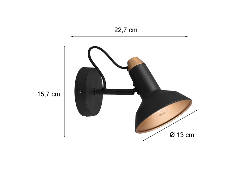 Trio Leuchten Retro Wandstrahler ROXIE 1-flammig Aus Metall In Schwarz / Gold 5 Trio Leuchten Retro Wandstrahler ROXIE 1-flammig Aus Metall In Schwarz / Gold – Bild 3