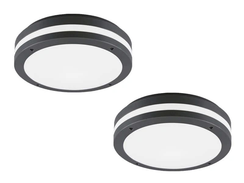 MeineWunschleuchte Runde LED Außendeckenleuchte Wandlampe 2er Set In Anthrazit 4 MeineWunschleuchte Runde LED Außendeckenleuchte Wandlampe 2er Set In Anthrazit – Bild 2