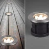 Trio Leuchten Runder Bodeneinbauspot BELAJA Edelstahl Ø 16cm IP65 - Bodenstrahler Für Einfahrt