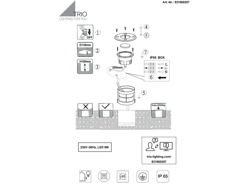 Trio Leuchten Runder Bodeneinbauspot BELAJA Edelstahl Ø 16cm IP65 - Bodenstrahler Für Einfahrt 11 Trio Leuchten Runder Bodeneinbauspot BELAJA Edelstahl Ø 16cm IP65 - Bodenstrahler Für Einfahrt – Bild 9