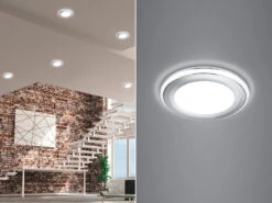 Trio Leuchten Runder LED Deckeneinbaustrahler AURA Silber Chromfarben Ø 8,2cm