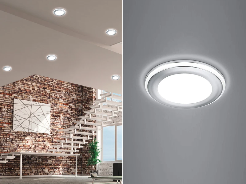 Trio Leuchten Runder LED Deckeneinbaustrahler AURA Silber Chromfarben Ø 8,2cm 3 Trio Leuchten Runder LED Deckeneinbaustrahler AURA Silber Chromfarben Ø 8,2cm