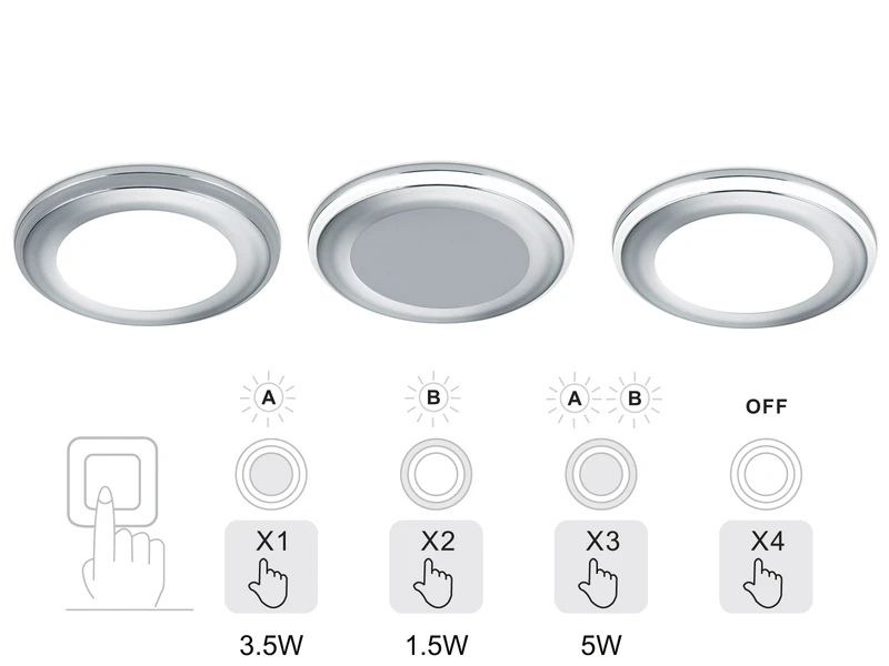 Trio Leuchten Runder LED Deckeneinbaustrahler AURA Silber Chromfarben Ø 8,2cm 8 Trio Leuchten Runder LED Deckeneinbaustrahler AURA Silber Chromfarben Ø 8,2cm – Bild 6