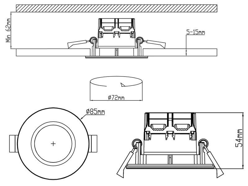 Trio Leuchten Runder LED Deckeneinbaustrahler ZAGROS Dimmbar In Silber Chrom, IP65 5 Trio Leuchten Runder LED Deckeneinbaustrahler ZAGROS Dimmbar In Silber Chrom, IP65 – Bild 3