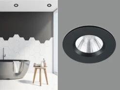 Trio Leuchten Runder LED Deckeneinbaustrahler ZENIA Dimmbar In Schwarz, IP65