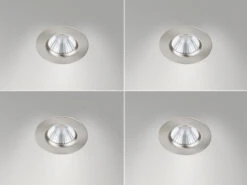 Trio Leuchten Runder LED Einbaustrahler Decke 4er Set Dimmbar In Silber Matt, IP65 -Bestes Beleuchtungs Geschäft runder led einbaustrahler decke 4er set dimmbar in 12