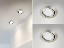 Trio Leuchten Runder LED Einbaustrahler Decke Doppelpack Schwenkbar Nickel Matt 5 Watt