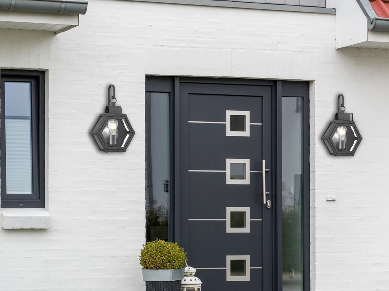 QUINTIESSE Rustikale Außenwand Laterne HEATH Hängend Sechseckig, Schwarz Höhe 42cm 7 QUINTIESSE Rustikale Außenwand Laterne HEATH Hängend Sechseckig, Schwarz Höhe 42cm – Bild 5