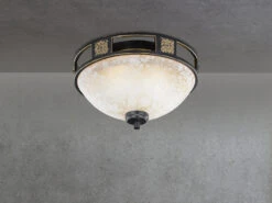 Trio Leuchten Rustikale Deckenleuchte Quinta Rostfarbig Mit Glasschirm Alabasterfarben Ø 33cm -Bestes Beleuchtungs Geschäft rustikale deckenleuchte quinta rostfarbig mit glas 2