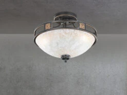 Trio Leuchten Rustikale LED Deckenleuchte Rostoptik Mit Glasschirm Alabasterfarben Ø 42cm -Bestes Beleuchtungs Geschäft rustikale led deckenleuchte rostoptik mit glasschi 2