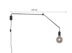 MeineWunschleuchte Schwenkbare LED Wandlampe - Schwarze Kabelleuchte Mit Schnurschalter & Stecker -Bestes Beleuchtungs Geschäft schwenkbare led wandlampe schwarze kabelleuchte mi 2