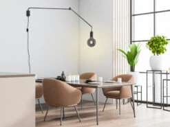 MeineWunschleuchte Schwenkbare LED Wandlampe - Schwarze Kabelleuchte Mit Schnurschalter & Stecker -Bestes Beleuchtungs Geschäft schwenkbare led wandlampe schwarze kabelleuchte mi 3