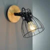 Fischer & Honsel Schwenkbarer Vintage Wandspot DIE, Gitterlampe Schwarz Mit Holz Natur -Bestes Beleuchtungs Geschäft schwenkbarer vintage wandspot die gitterlampe schw