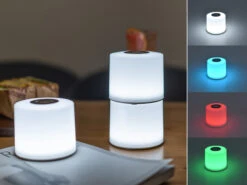 MeineWunschleuchte Smarte LED Außentischleuchte - 3er SET Mit Akku & RGB Dimmbar Ø10cm