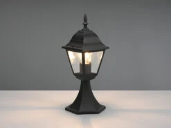 Trio Leuchten Sockelleuchte LIVENZA Nostalgische Laterne, Aluminium Schwarz H: 39cm