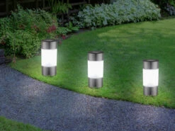 Globo Solar Edelstahl Wegeleuchten Im 3er SET - LED Außenbeleuchtung -Bestes Beleuchtungs Geschäft solar edelstahl wegeleuchten im 3er set led aussen 3