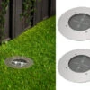 MeineWunschleuchte Solar LED Bodeneinbaustrahler 2er SET Für Außen, Edelstahl Rund Ø14cm IP67 -Bestes Beleuchtungs Geschäft solar led bodeneinbaustrahler 2er set fuer aussen 1 8