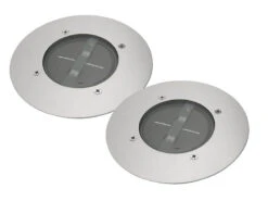 MeineWunschleuchte Solar LED Bodeneinbaustrahler 2er SET Für Außen, Edelstahl Rund Ø14cm IP67 -Bestes Beleuchtungs Geschäft solar led bodeneinbaustrahler 2er set fuer aussen 1 9