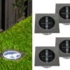 Ranex Solar LED Bodeneinbaustrahler 4er SET Für Außen, Edelstahl 4-eckig 10x10cm, IP67