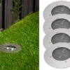 Ranex Solar LED Bodeneinbaustrahler 4er SET Für Außen, Edelstahl Rund Ø14cm IP67 -Bestes Beleuchtungs Geschäft solar led bodeneinbaustrahler 4er set fuer aussen 1 9