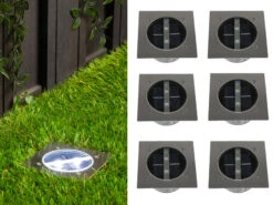 Ranex Solar LED Bodeneinbaustrahler 6er SET Für Außen, Edelstahl 4-eckig 10x10cm, IP67