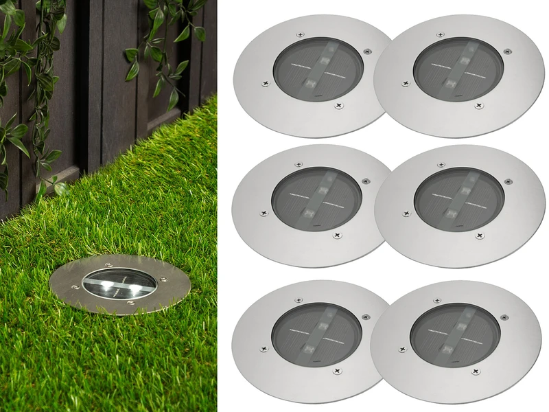 Ranex Solar LED Bodeneinbaustrahler 6er SET Für Außen, Edelstahl Rund Ø14cm IP67 3 Ranex Solar LED Bodeneinbaustrahler 6er SET Für Außen, Edelstahl Rund Ø14cm IP67