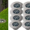 Ranex Solar LED Bodeneinbaustrahler 8er SET Für Außen, Edelstahl Rund Ø14cm IP67