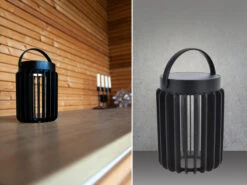 Lutec Solar LED Tischleuchte KOZY Schwarz, Dimmbar USB Anschluß, Ø14cm H18,6cm