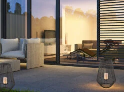 Reality Leuchten Solar LED Tischleuchte MINEROS Braun Kerzen Flackern Ø37cm Höhe 51cm -Bestes Beleuchtungs Geschäft solar led tischleuchte mineros braun kerzen flacke 11