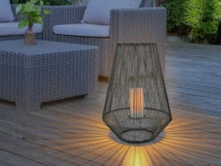 Reality Leuchten Solar LED Tischleuchte MINEROS Braun Kerzen Flackern Ø37cm Höhe 51cm -Bestes Beleuchtungs Geschäft solar led tischleuchte mineros braun kerzen flacke 8